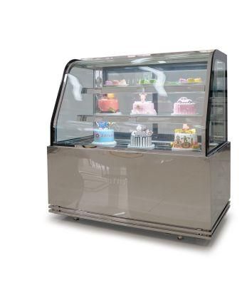 2 Shelves Curved Glass Cake Display Showcase with 1.2m Length and Fan Cooling