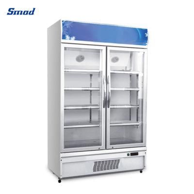 630L Double Door Glass Door Beverage Cooler Display Showcase