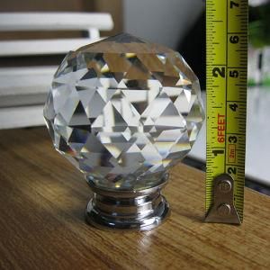 Big Dia. 50mm Clear White Crystal Glass Ball Door Knob in Chrome