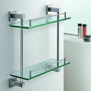 304 Stainless Steel Double Layer Bathroom Glass Shelf