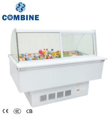 0-10 Degree Curved Use Frozen Food Display Showcase