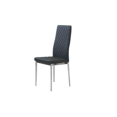 Wholesale Modern Home Banquet Furniture PU Leather Diamond Lattice Electroplating Steel Dining Chair