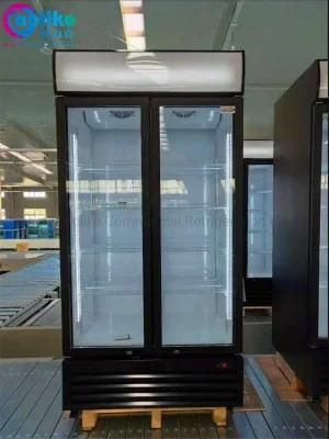 Commercial Double Doors Chiller Refrigerator Display Beverage Showcase for Supermarket