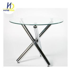 Replica Best Selling Glass Top Dining Table with Chromed Leg