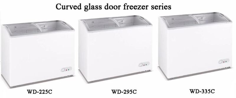295L Curved Glass Doors Commercial Showcase Fridge Refrigerator Display Freezer