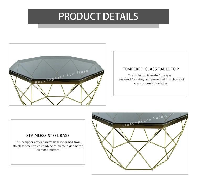12mm Art Shape Design Safety Modern Tempered Glass Top Coffee Table