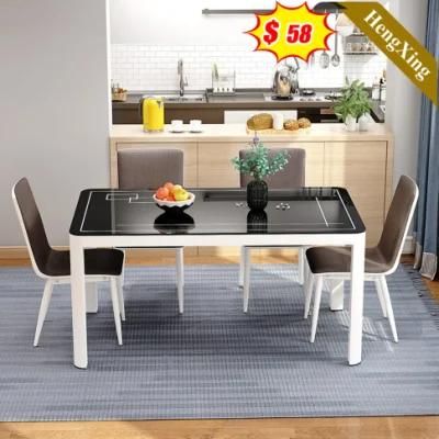 Factory Modern Restaurant Home Dinner Kitchen Furniture Black Marble Dining Table with Plastic Chair