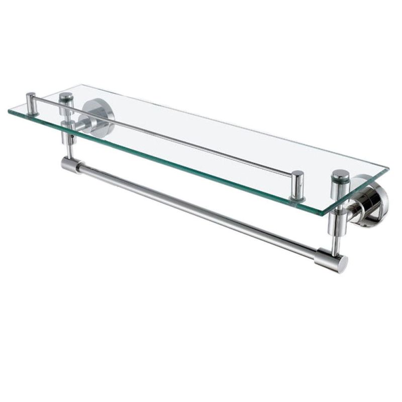 Wall Mounted Tempered Glass Bathroom Shelf with Towel Bar