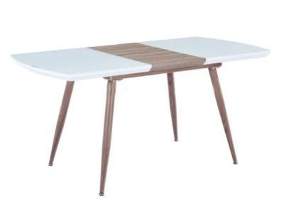 Hot Sale Home restaurant Dining Room Furniture MDF Top Extendable Dining Set Table with Metal Legs