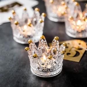 Manufacturers Creative Crystal Glass Ashtray Personality Handmade Mini Crown Glass Candle Holder for Home Decor