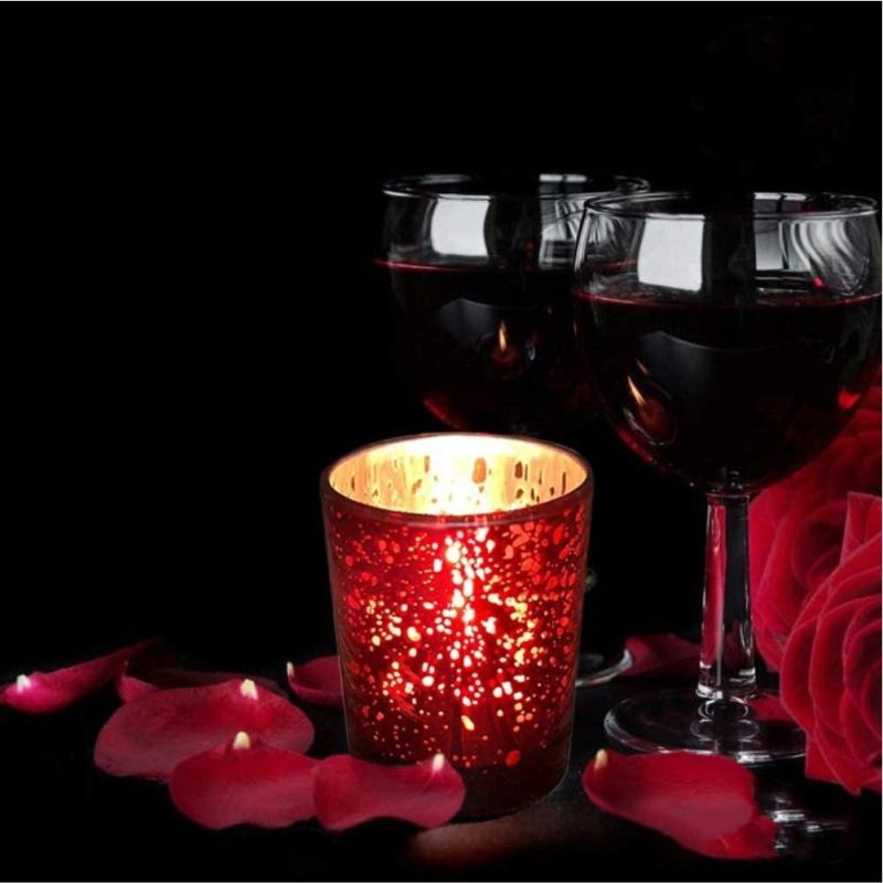 95ml 3 Oz Electroplated Spotted Red Mercury Glass Wishing Candle Holder for Weddings Parties and Home Decorations