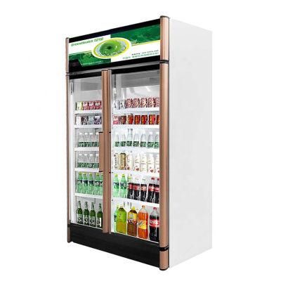 Supermarket Beverage Showcase Cabinet 2 Glass Door Display Fridge Redbull Refrigerator