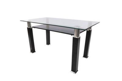 Contemporary Glass Dining Table with Black Iron Legs