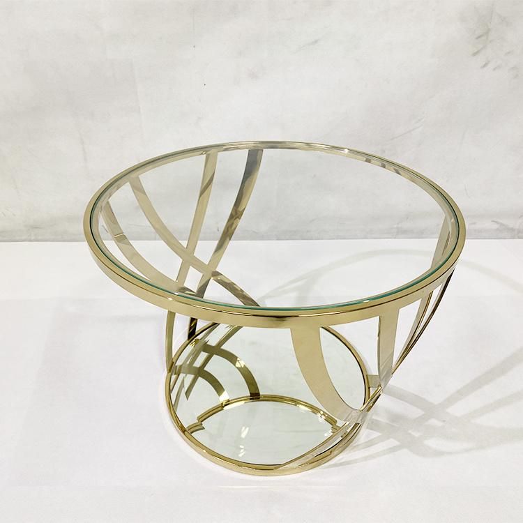 Living Room Glass Top Gold Legs Italian Style Modern Coffee Side Table in Coffee Tables Design Furniture