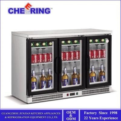 Junjian Cheering Wiberda Under Counter Three Glass Door Supermarket Showcase Beverage Cooler