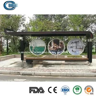 Huasheng Metal Bus Stop Shelter China Metal Bus Stop Manufacturer City Street Steel Structure Advertising Outdoor Bus Shelter