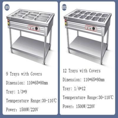 Buffet Bain Marie Cabinet Electric Food Warmer Display Showcase with Glass Top