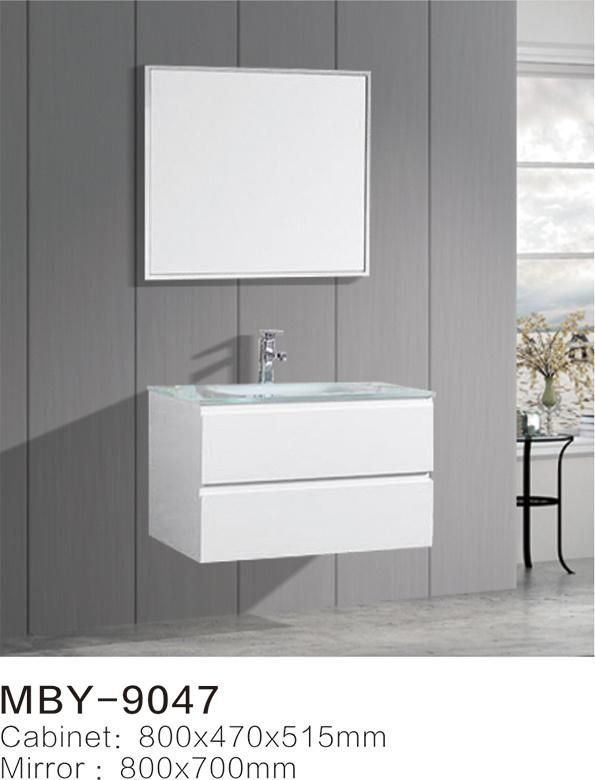 PVC Paint Free Wall Mounted Type Bath Bathroom Cabinet Vanity with Ceramic Basin and Mirror Cabinet