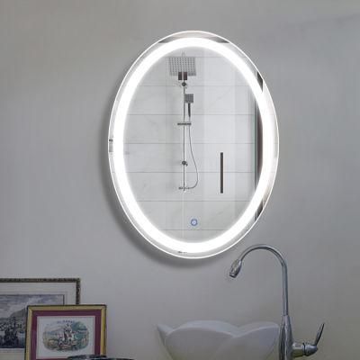 Factory Wall Touch Screen Anti-Fog LED Lights Oval Bathroom Mirror