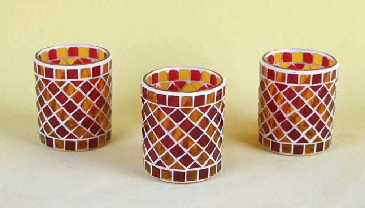 Color Glass Mosaic with Handmade Candle Holders for Wedding Dinner Hom