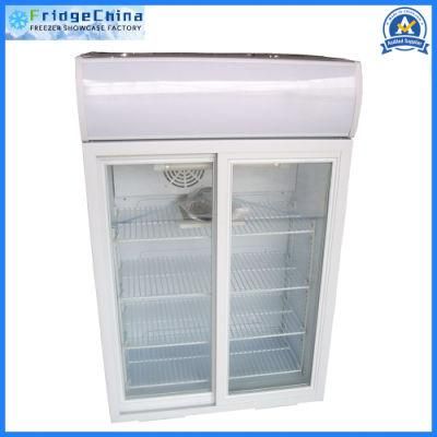 Two Sliding Glass Door Display Cabinet Refrigerator for Beverage