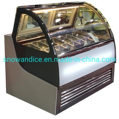 14 Pans Gelato Showcase Ice Lolly Displays Circular Ice Cream Cabinet