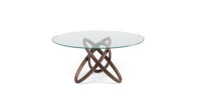 Cfd-02 Round Dining Table //Toughened Glass Top //Ash Solid Wood