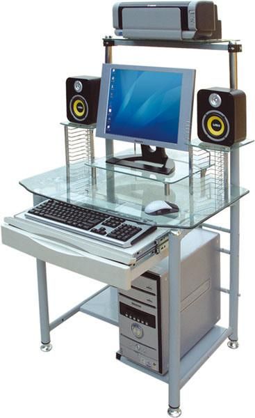 White Computer Desk & Glass Computer Furniture (C-2)