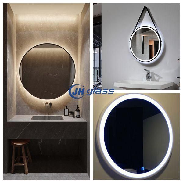 Bathroom Wall Mounted furniture Mirror Round Shape Metal Frame LED Makeup Mirror for Home Hotel Decorative