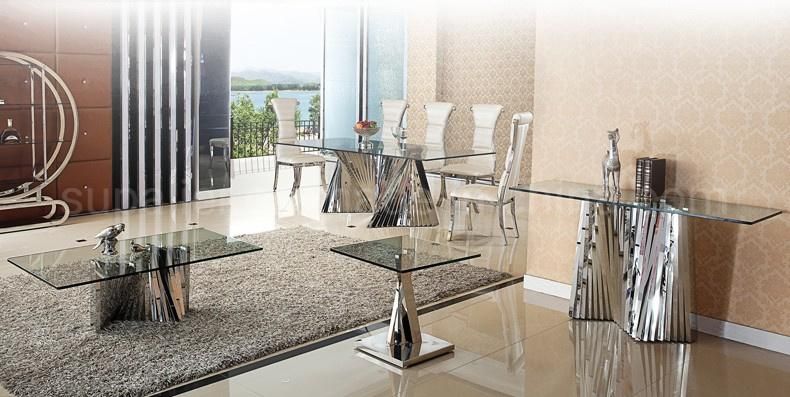 Modern Stainless Steel Sideboard Luxury Metal Glass Top Entrance Console Table