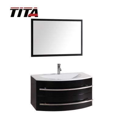 Lacquered Modern Bathroom Cabinet with Tempered Glass Basin T9008