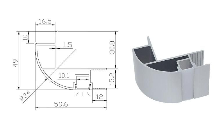 Factory RV Caravan Motorhome Accessories Wrap Angle Wall Cabinet Corner Slot RV Furniture Aluminium Extrusion Profile