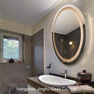 Bathroom Lighting Decor Mirror Wall Mounted Oval Frameless LED Lighted Sliver Copper Free Mirror with Touch Sensor