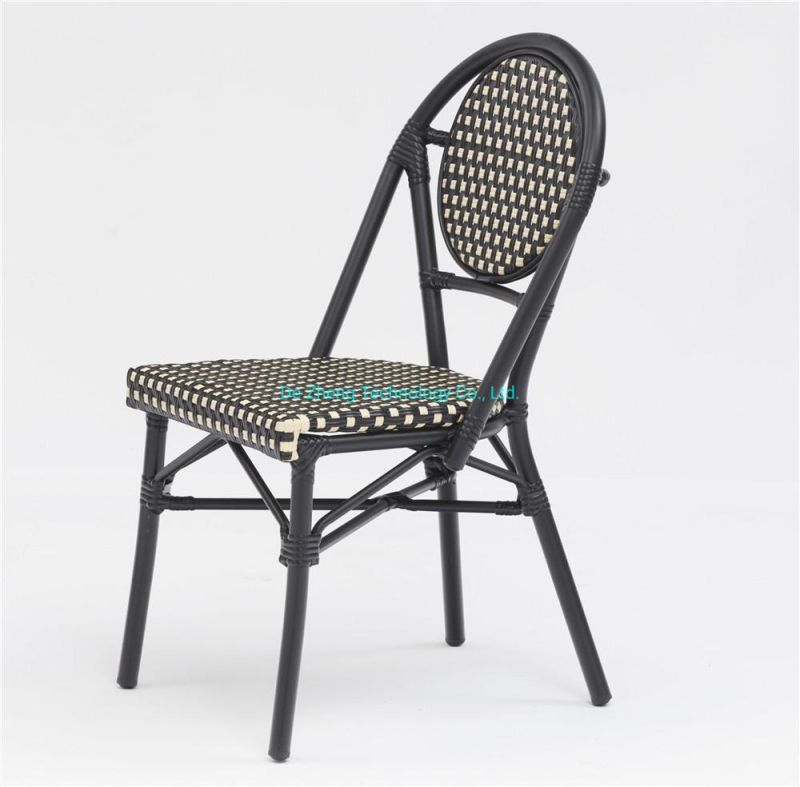 New Wholesale Stackbale Outdoor Bamboo Look Cane Chair All Weather Rattan Wicker Garden Furniture Set Bistro Patio Cafe Chairs