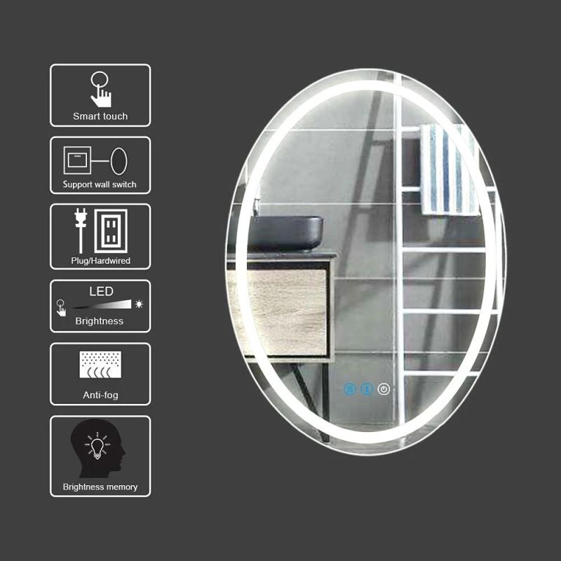 New Hotel Home Decor Wall Mounted Decorative Makeup Glass Bathroom LED Mirror