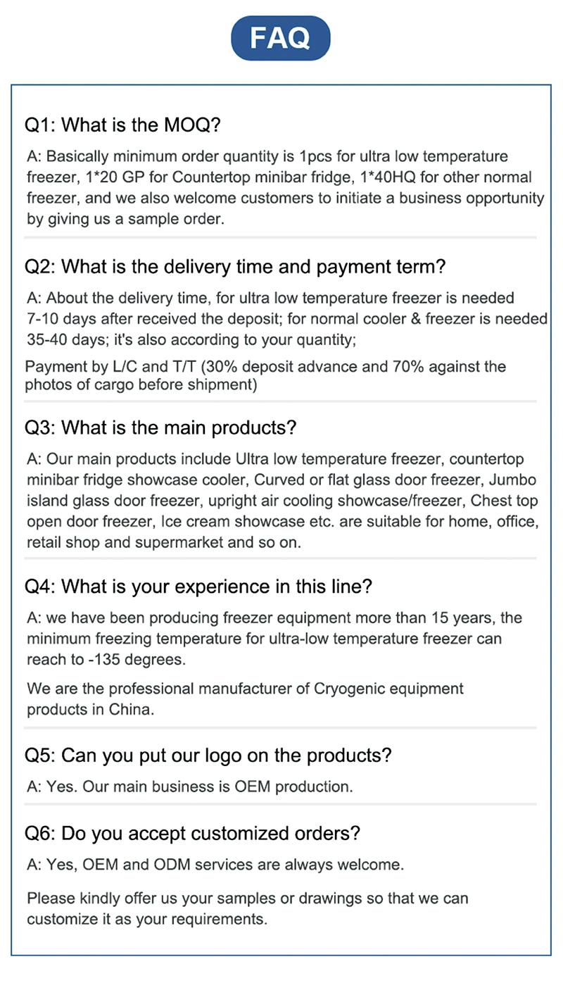 Commercial Glass Door Showcase Low Temperature Freezer for Ice-Cream SD/Sc-358y