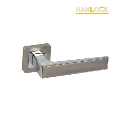 Brush Nickel Silver Color Bedroom Hotel Glass Door Handles on Square Rose