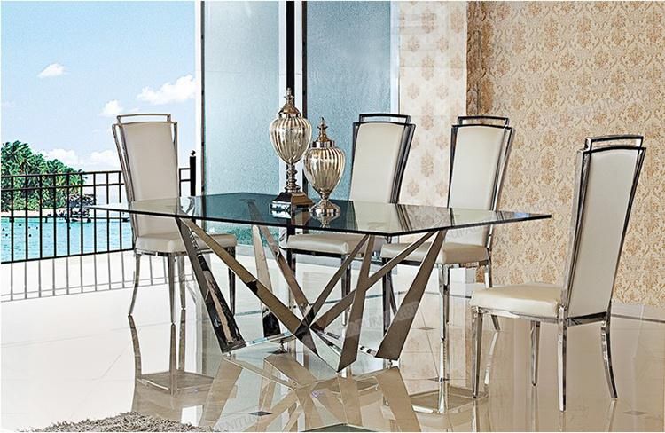 Dining Room Furniture Clear Glass Top Dining Table with Chair