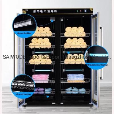 Double Glass Door Stainless Steel Towel Disinfection Cabinet for Hotel Restaurant SPA