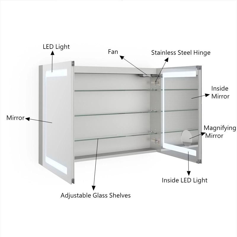 Modern Bathroom Vanities LED Medicine Cabinet Aluminum Profile/MDF/Stainless Steel Wall Cabinet