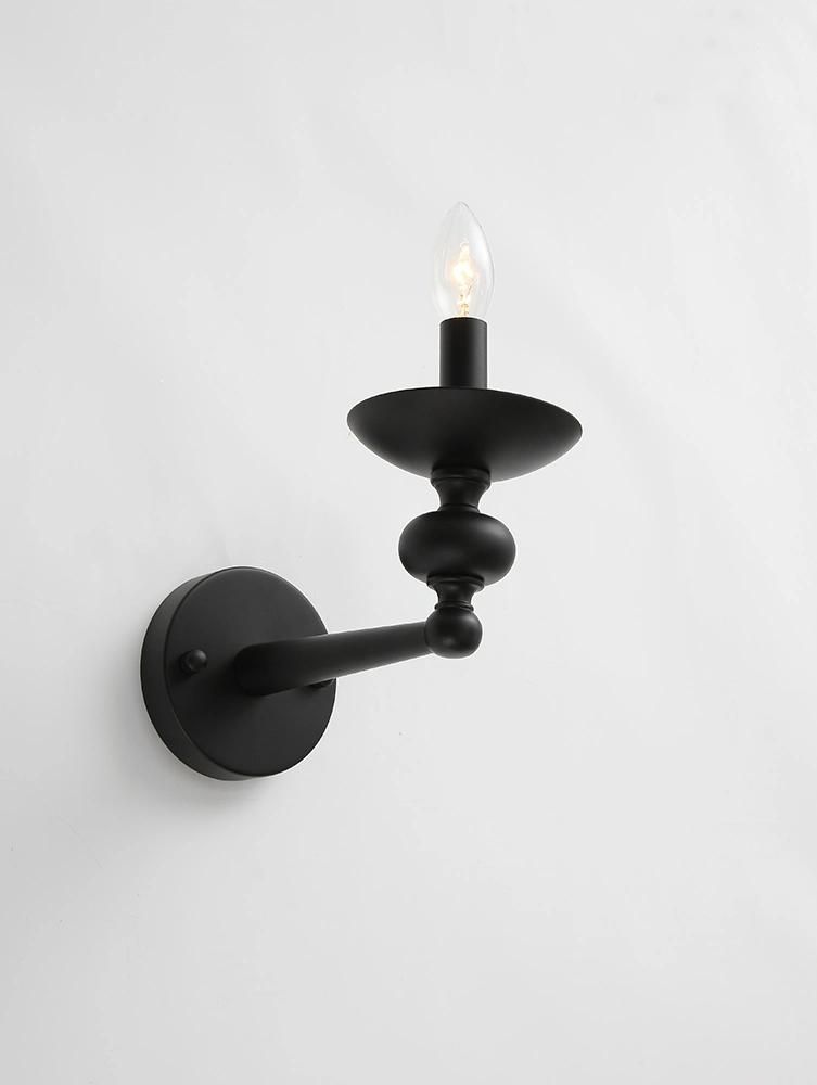 Modern Style Candle Shape Vintage for Home Lighting Furniture Decorate Indoor Living Room Black Wall Sconce Factory Supply