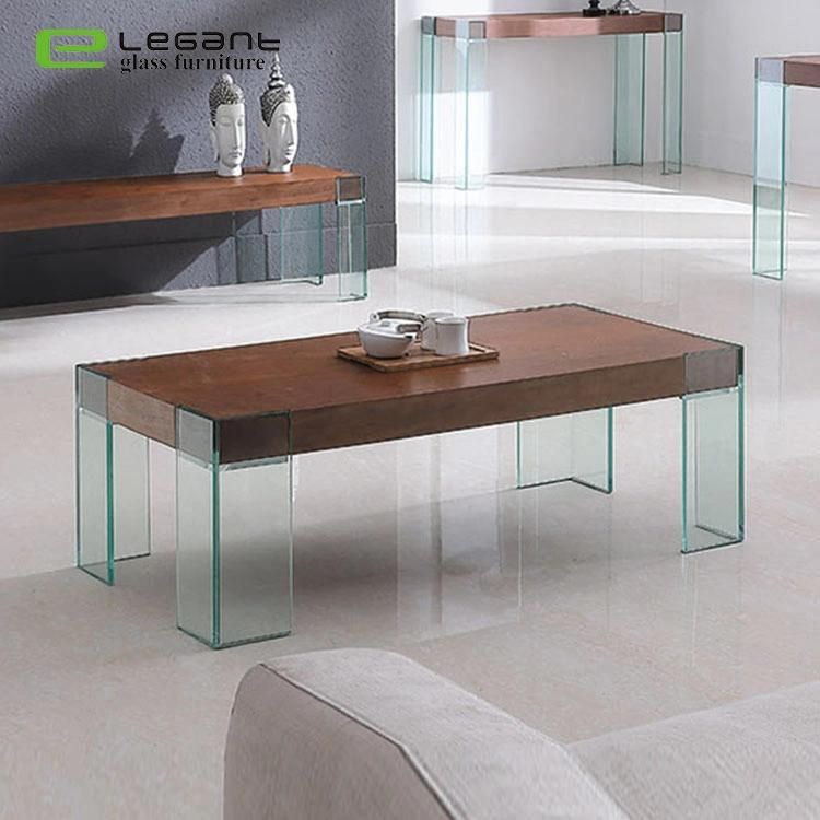 Glass Furniture Transparent Glass Coffee Table MDF Center Table