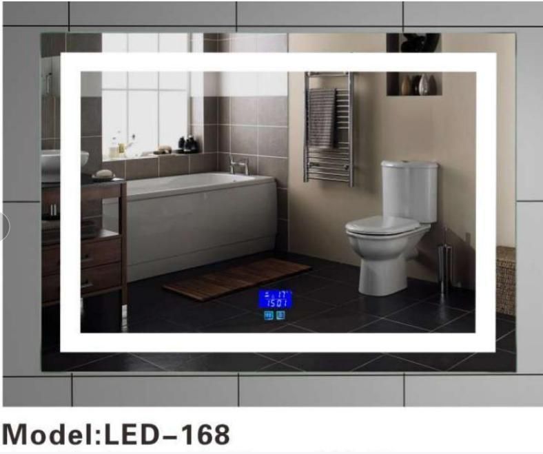 Framless Modern Wall Glass Bluetooth LED Light Bathroom Vanity Mirror