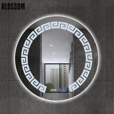 Bathroom Smart LED Lighted Round Design Cosmetic Wall Decorative Makeup Mirror with Demister