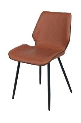 Modern Garden Restaurant Furniture Banquet Chair PU Faux Leather Back Metal Steel Dining Chair