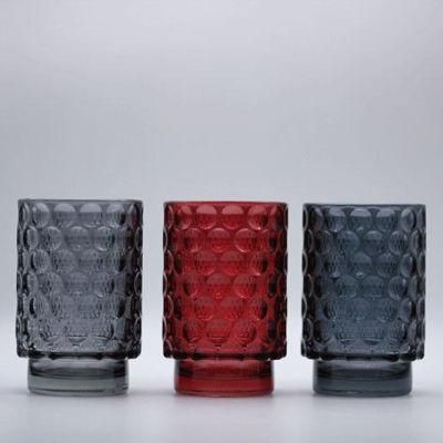 Glass Candle Holder with Various Color and Embossed Decal