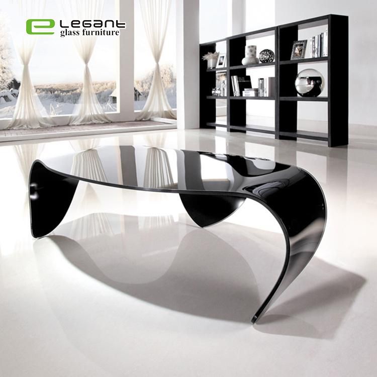 New Model Bent Glass Legs Black Large Center Coffee Table