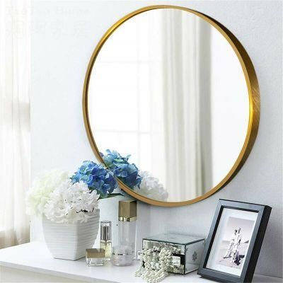 Home Decor Aluminum Framed Mirror Luxury Bathroom Wall Mounted Round Metal Frame Mirror for Bath Furniture