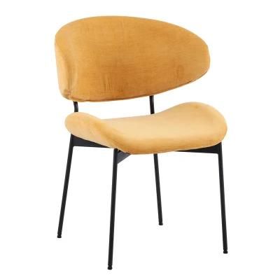 Fabric Hotel Living Room Home Junior Dining Chair with Yellow Linen for Cafe