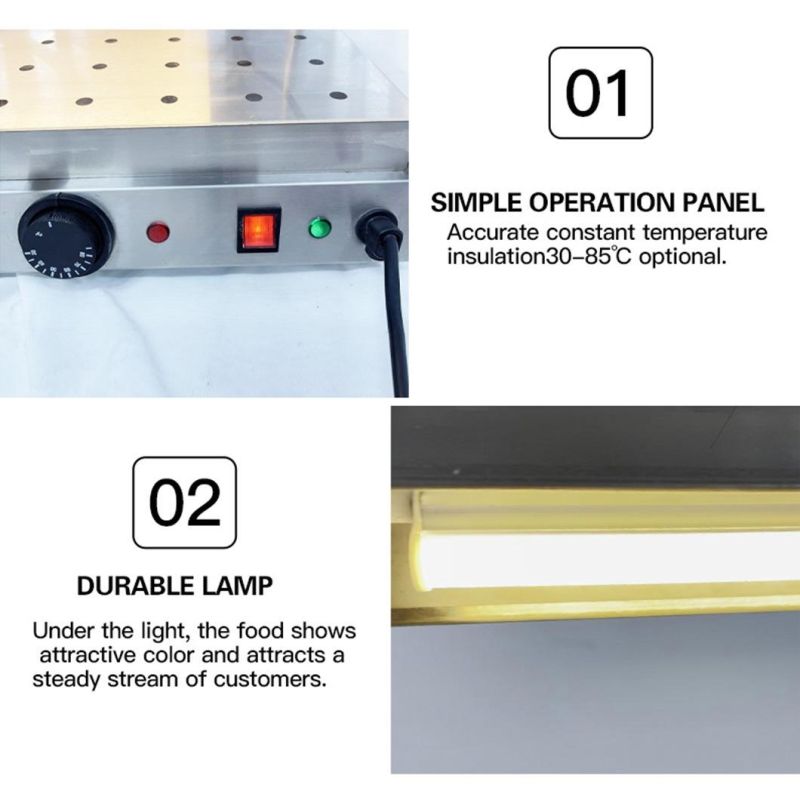 Professional Restaurant Counter Top Glass Hot Fast Food Heated Warming Display Cabinet Electric Warmer Showcase